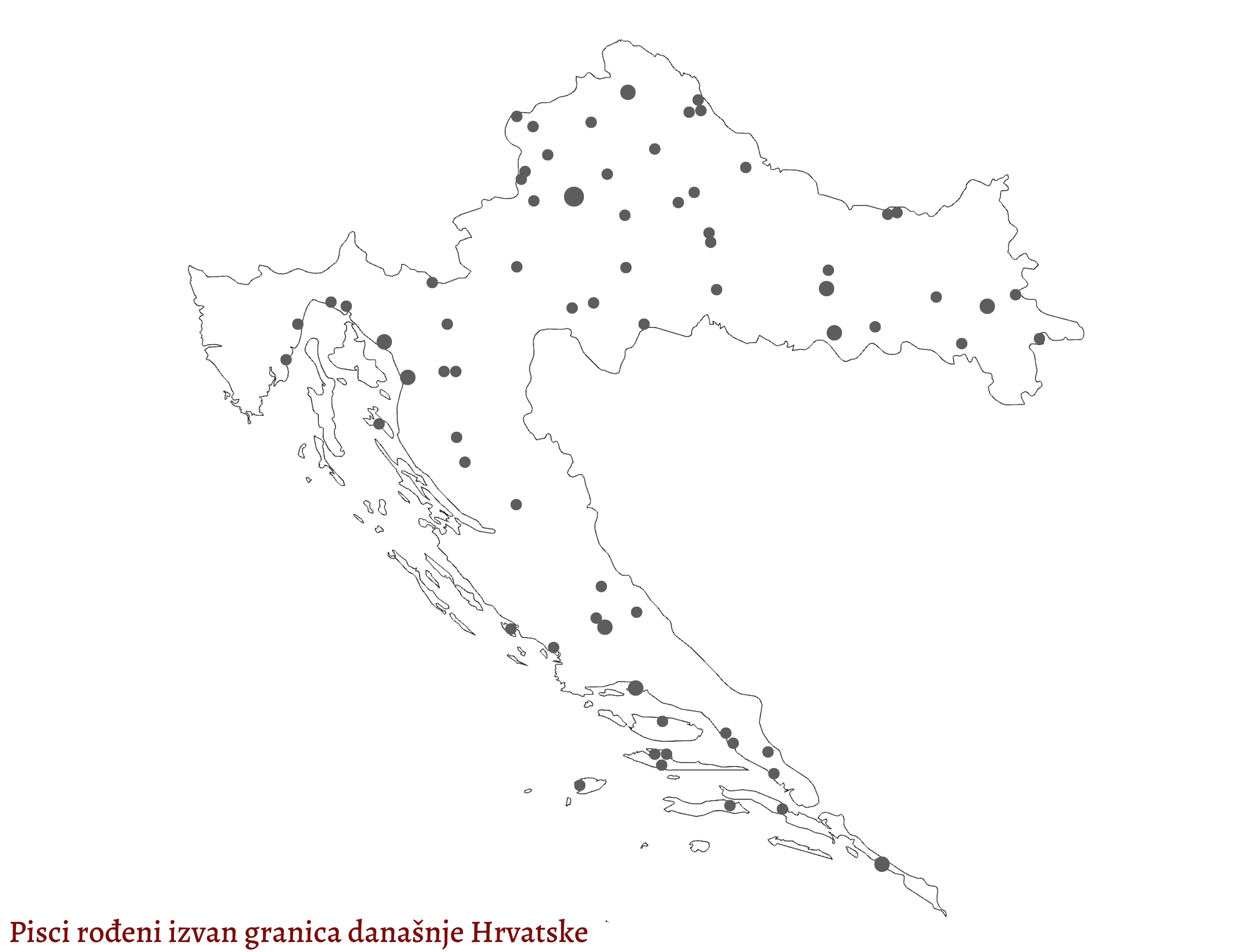 Karta Hrvatske i mjesta rođenja književnika